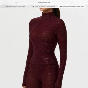 Naked Wardrobe Crystal Turtleneck Large (Plum Color)